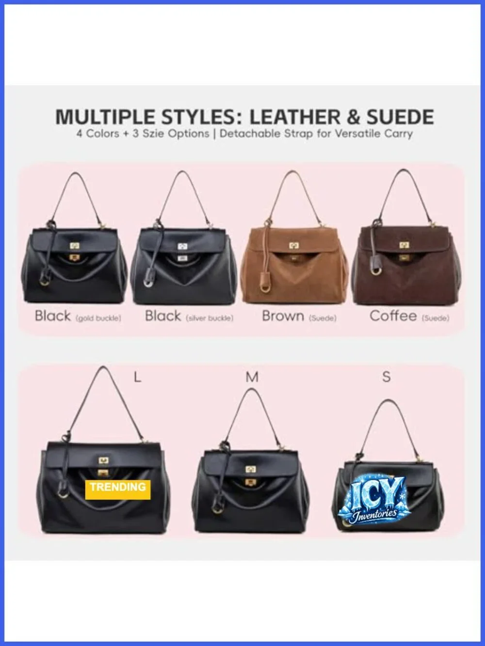 Suede & Leather Tote Bag for Women, Soft Leather Shoulder Handbags, Satchel